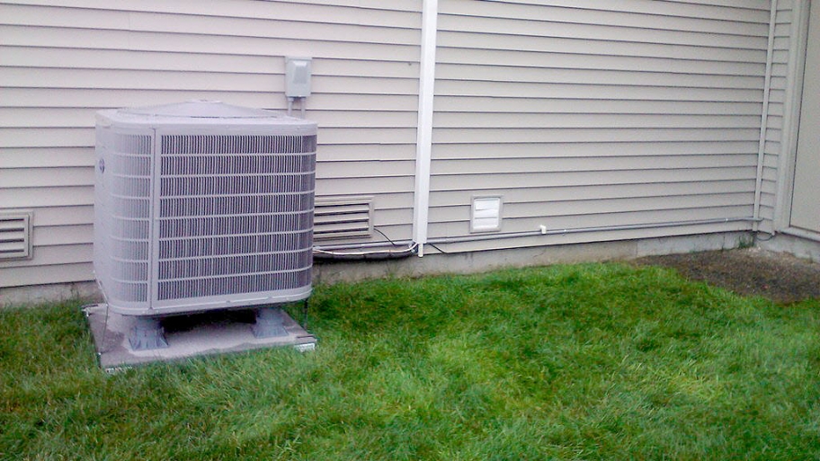 Heat pump outside a house